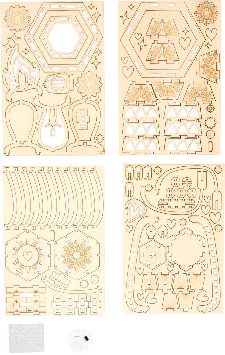 Houten Lantaarn 3D-puzzel – Vintage Oil Lamp - 12.5 x 12.5 x 19.5cm | Houten Lantaarn Puzzel met LED verlichting - Decotime